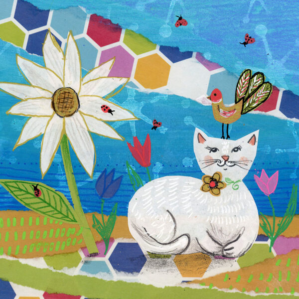 Unlikely Friends, 6" x 6", mixed media