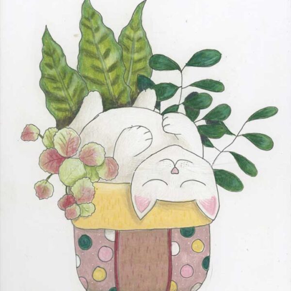 Nap Attack, 8" x 10", colored pencil