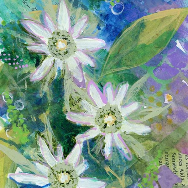 Edelweiss, 5" x 7", mixed media
