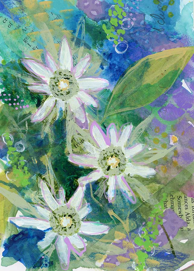Edelweiss, 5" x 7", mixed media
