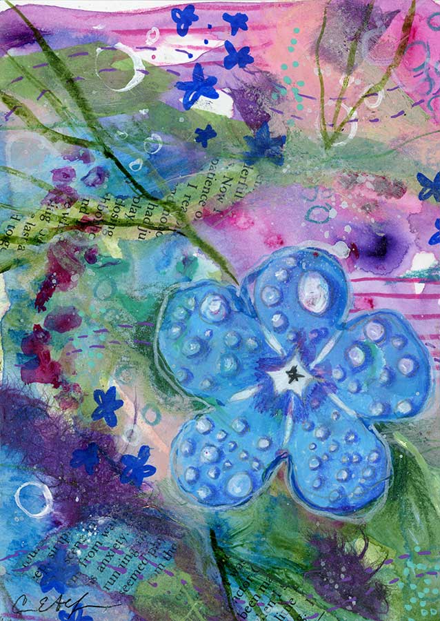 Floating, 5" x 7", mixed media