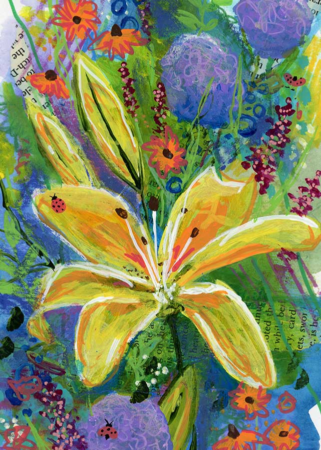 Lily, 5" x 7", mixed media