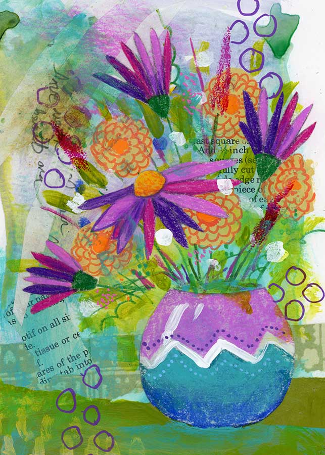 Outdoors In, 5" x 7", mixed media