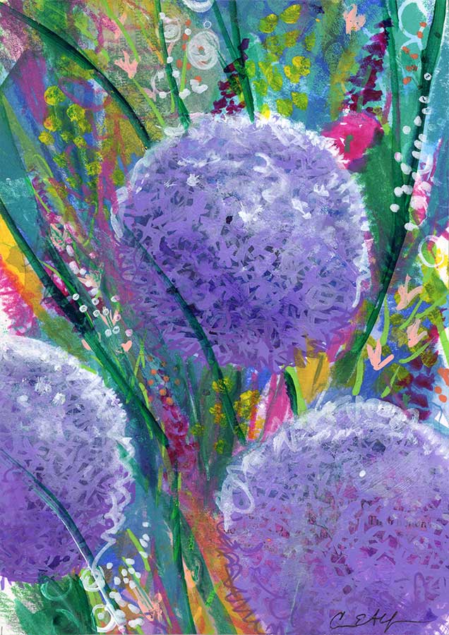 Purple Power, 5" x 7", mixed media