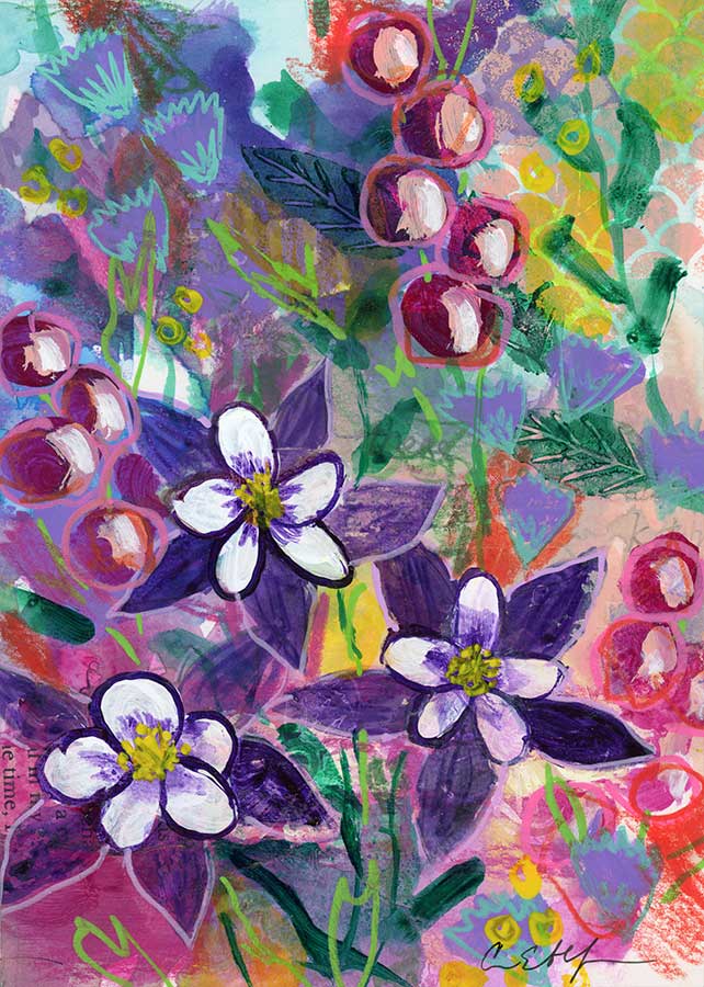 Purple Rhythm, 5" x 7", mixed media