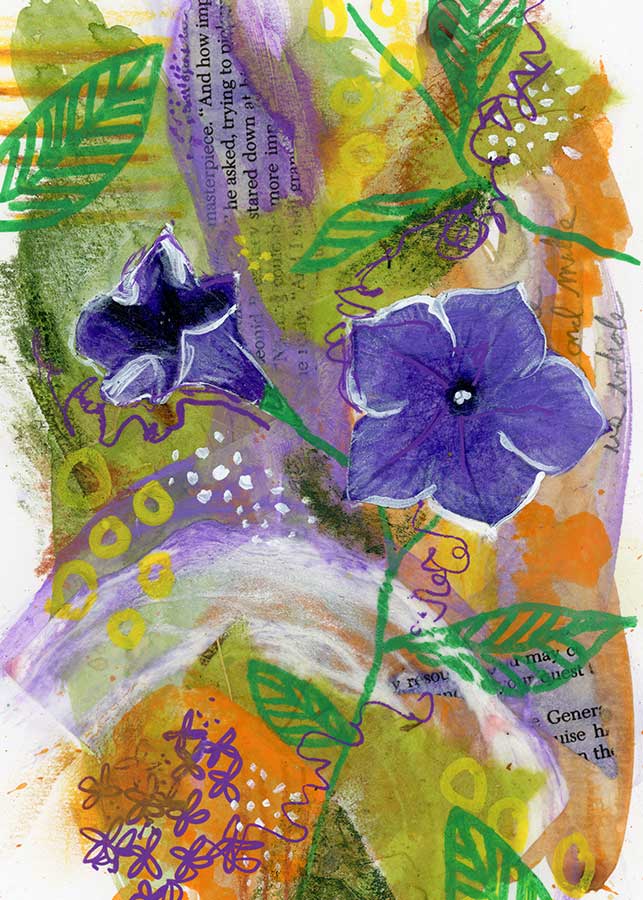 Quiet Garden, 5" x 7", mixed media