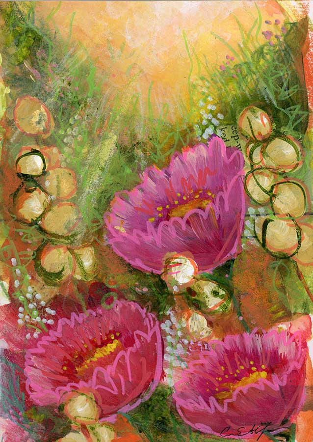 Shining Through, 5" x 7", mixed media