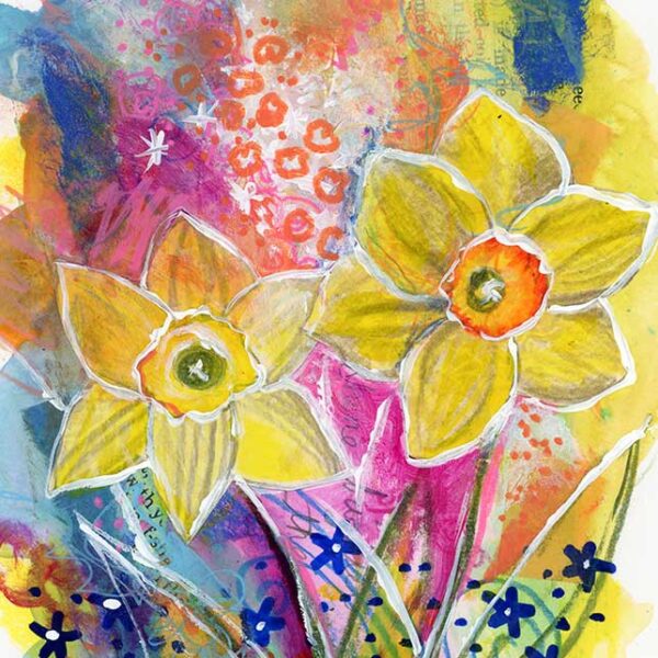 Spring Cheer, 5" x 7", mixed media