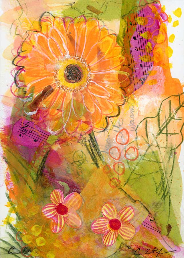Spring Song, 5" x 7", mixed media