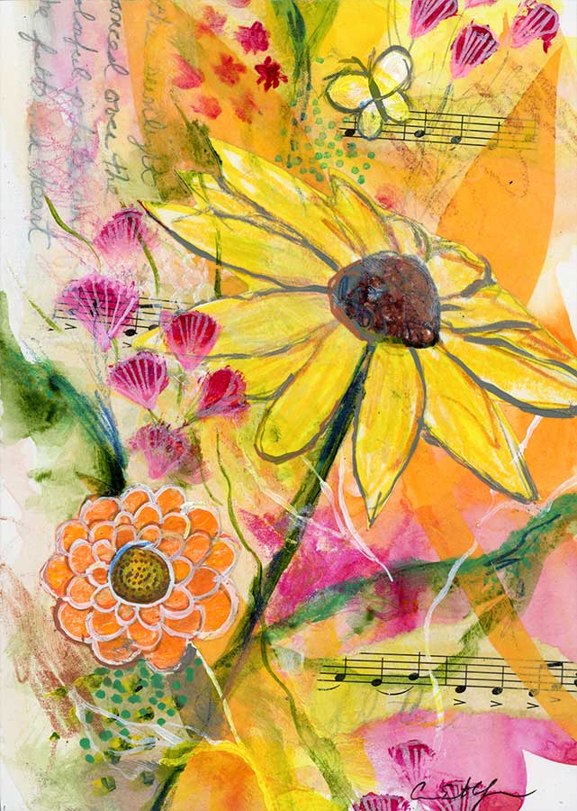 Summer Song, 5" x 7", mixed media
