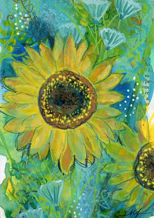 SOLD - Sun Power, 5" x 7", mixed media