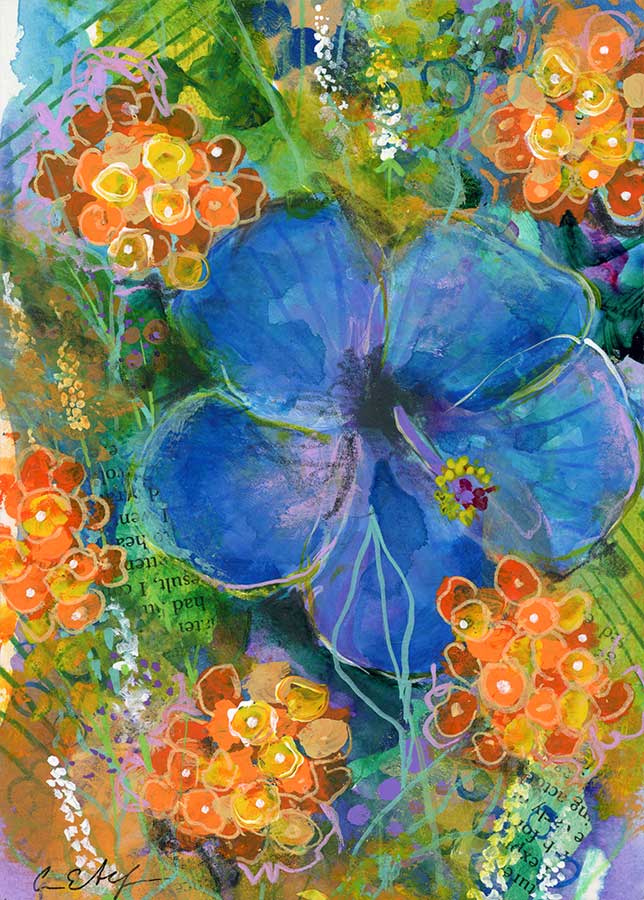 SOLD - Tropical State of Mind, 5" x 7", mixed media