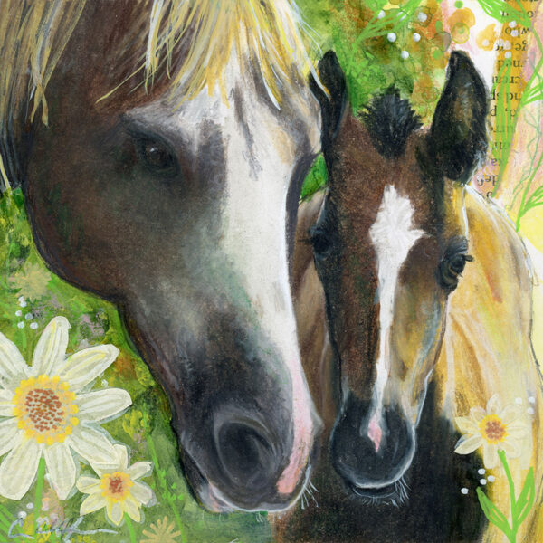 Momma Loves Me, 6" x 6", mixed media