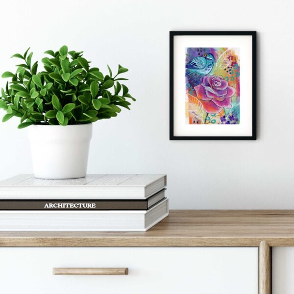 Bird on a Rose - Art Print