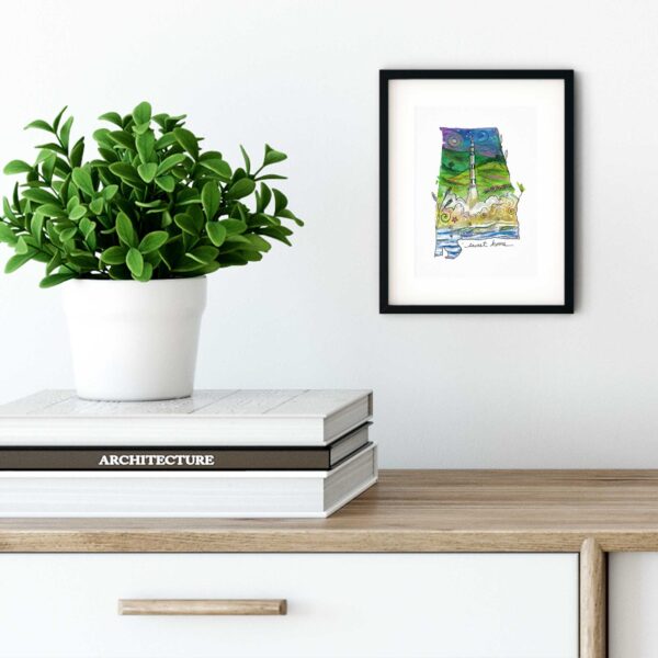 Saturn V and the Moon (AL) - Art Print