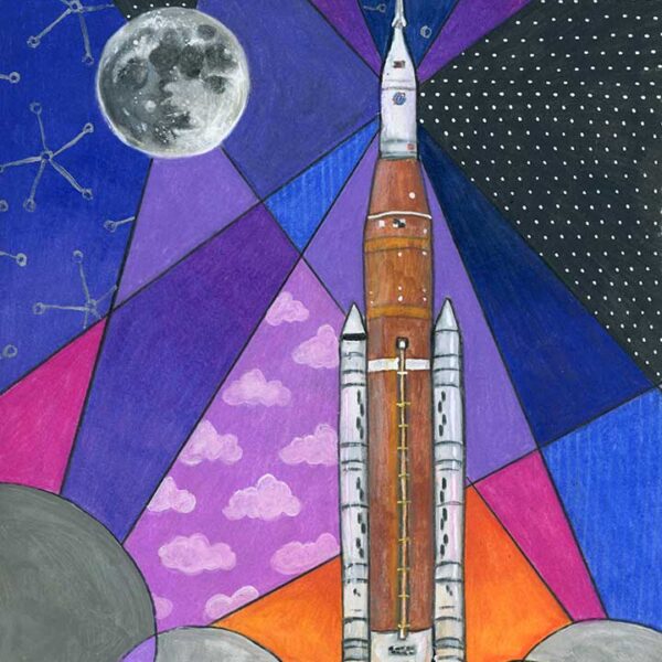 SOLD - SLS Sunset, 8" x 10", mixed media