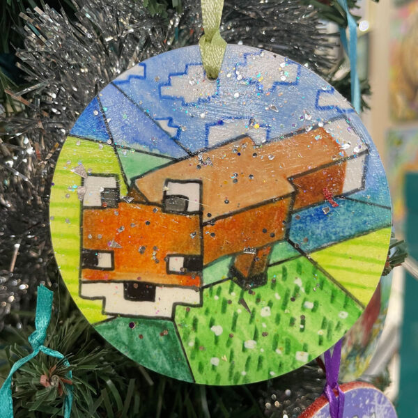 Minecraft-inspired Standing Fox Ornament