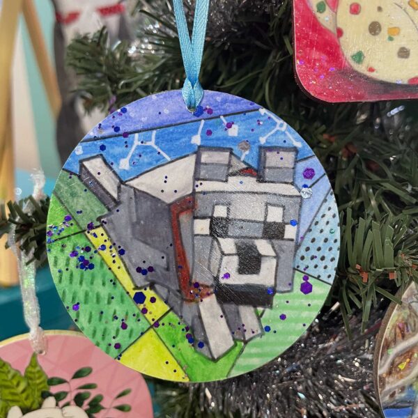 Minecraft-inspired Wolf Ornament