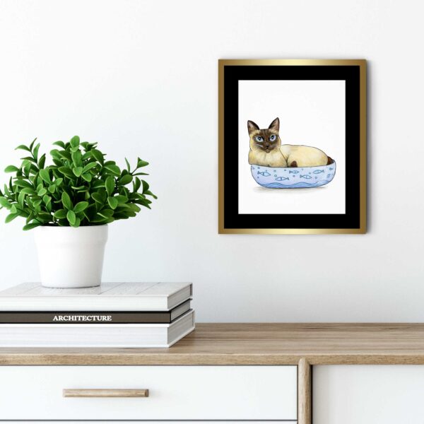 Feed Me or Nobody Sleeps Cat on White - Art Print
