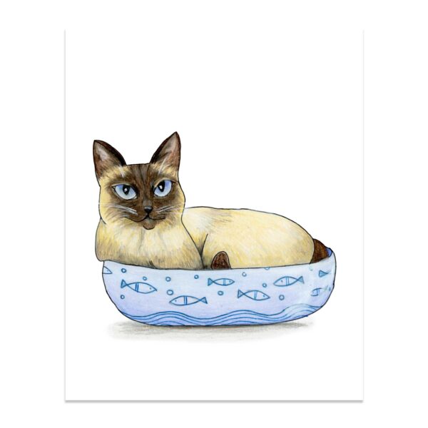 Feed Me or Nobody Sleeps Cat on White - Art Print