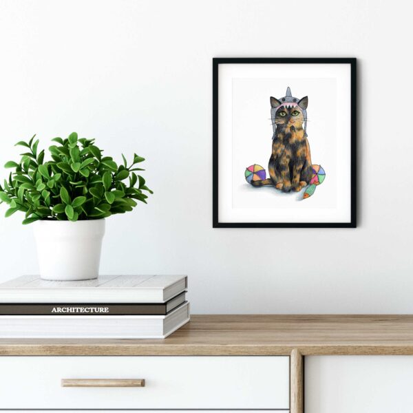 My Brain Has Too Many Tabs Open Cat on White - Art Print