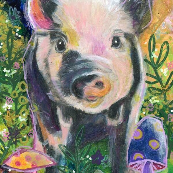 Mystic Pig, 5" x 7", mixed media