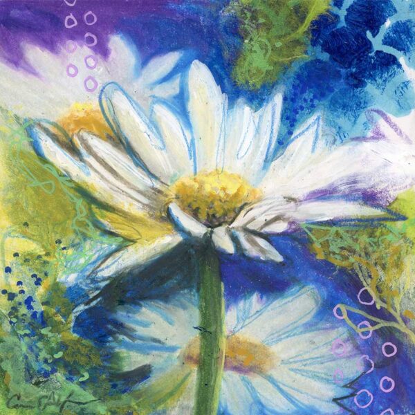 Splendid Daisy, 4" x 4", mixed media