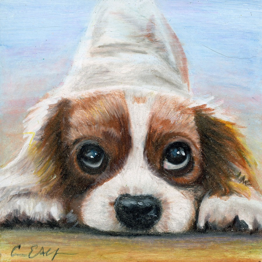 Let's Play, 4" x 4", mixed media