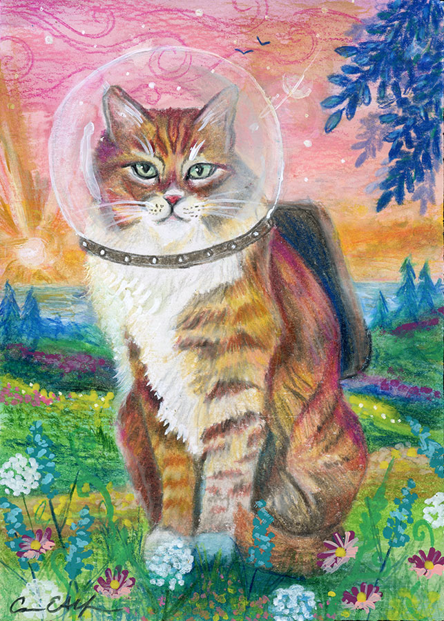 SOLD - Not Quite Home, 6" x 6", mixed media