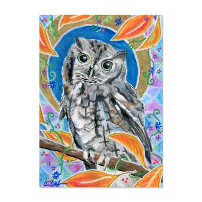 Autumn Screech Owl - Art Print