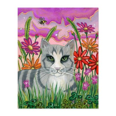Cat in the Clover - Art Print