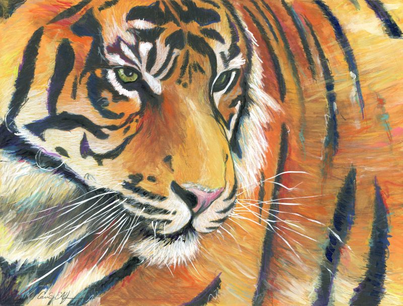 "Eye of the Tiger", 18" x 24", mixed media