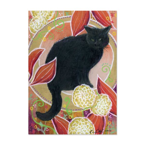 Fall Black Cat - Art Print