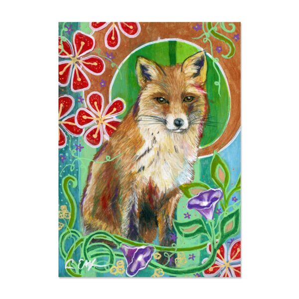 Fox in Morning Glories - Art Print
