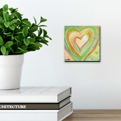 "Heart of Green", 4" x 4", mixed media