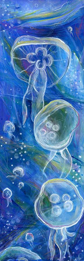 SOLD - "Jellies", 12" x 36", mixed media