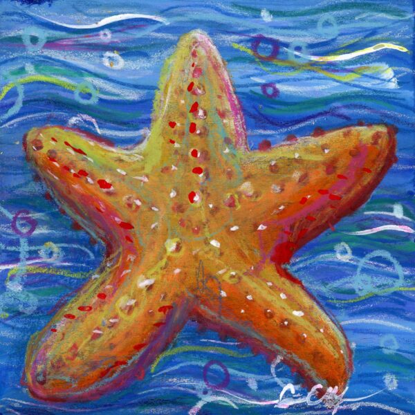 "Little Sea Star", 4" x 4", mixed media
