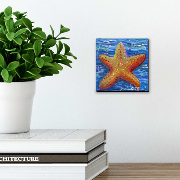 "Little Sea Star", 4" x 4", mixed media
