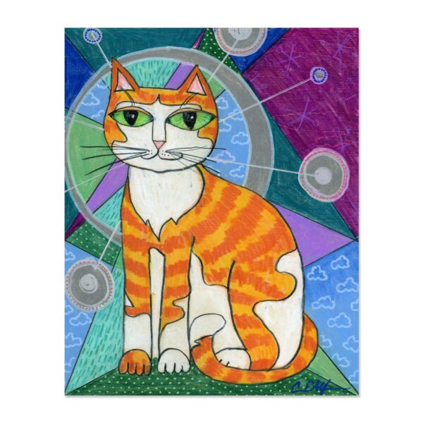 Mod Orange and White Cat - Art Print