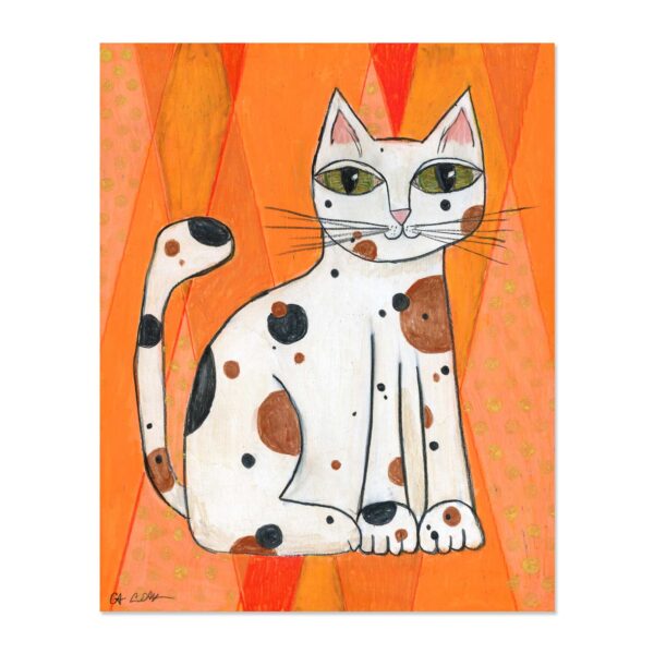Mod Cat on Orange - Art Print