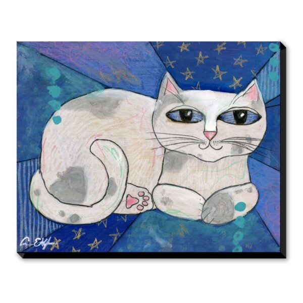 Mod Cat on Blue - Art Print