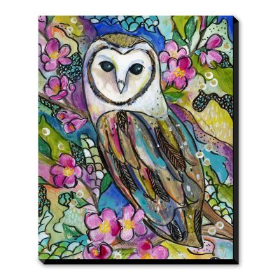 Owl and Cherry Blossoms - Art Print