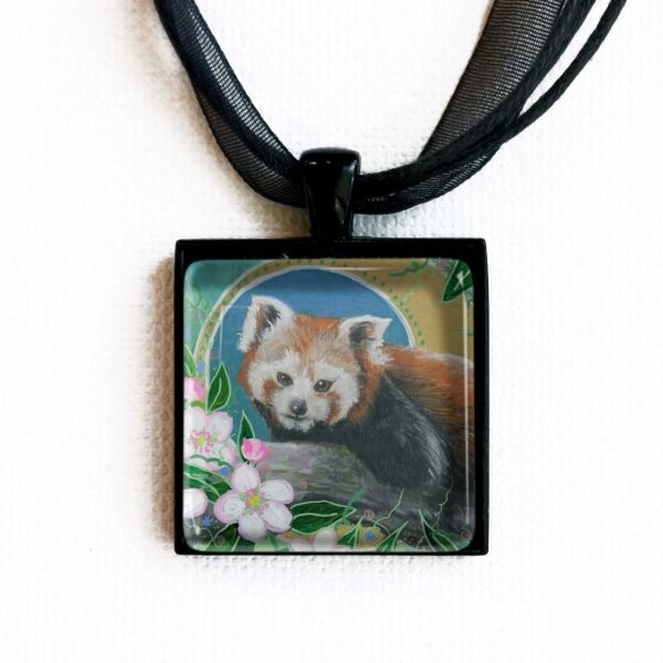 Red Panda in Apple Blossoms - Pendant