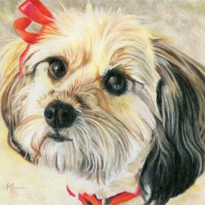 SOLD - "Red Ribbon", 8" x 10", colored pencil