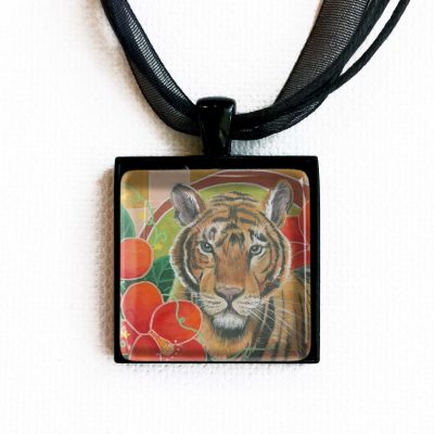 Tiger in Hibiscus - Pendant