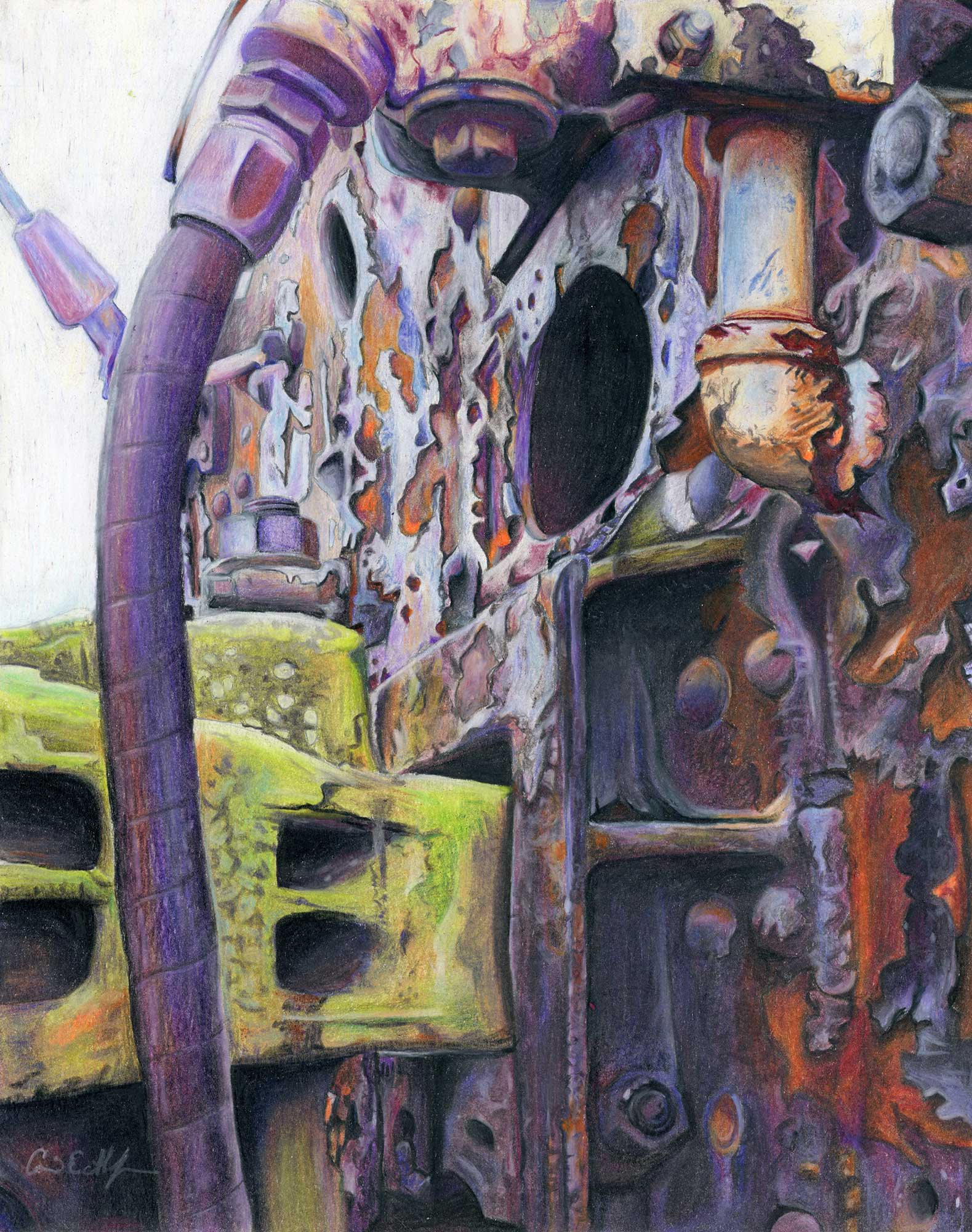 SOLD - "Weathered Traveler", 11" x 14", colored pencil