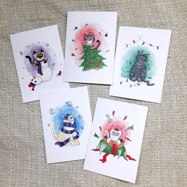 Christmas Cats - Pack of 5 Cards