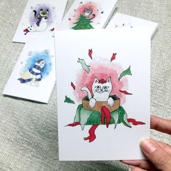 Christmas Cats - Pack of 5 Cards