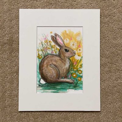 Spring Bunny, 5" x 7", mixed media