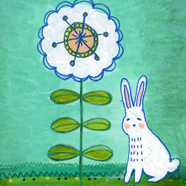 Bunny and Flower - Original Art